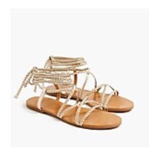 J.Crew Factory Braided Ankle-Wrap Sandals